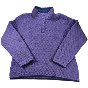 ORVIS Sweatshirt Women's Purple L Quilted Cotton Pullover Snap
